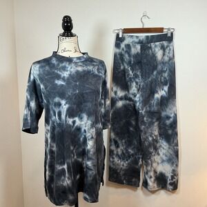 Dressed in LALA  Lex Ribbed Playsuit Tie Dye Ribbed Knit Lounge Set Top Pants